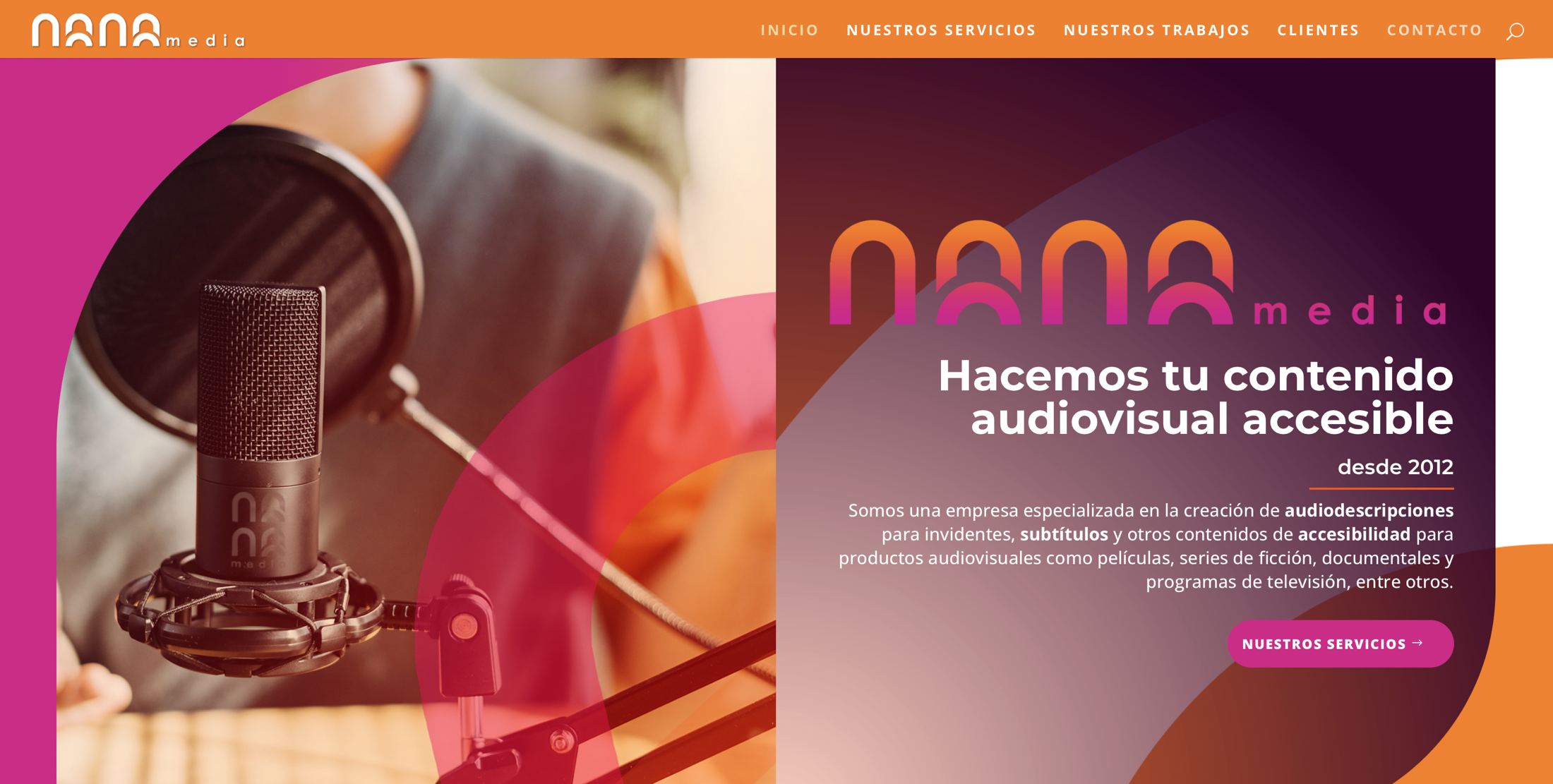 Captura real de la web de Nanamedia