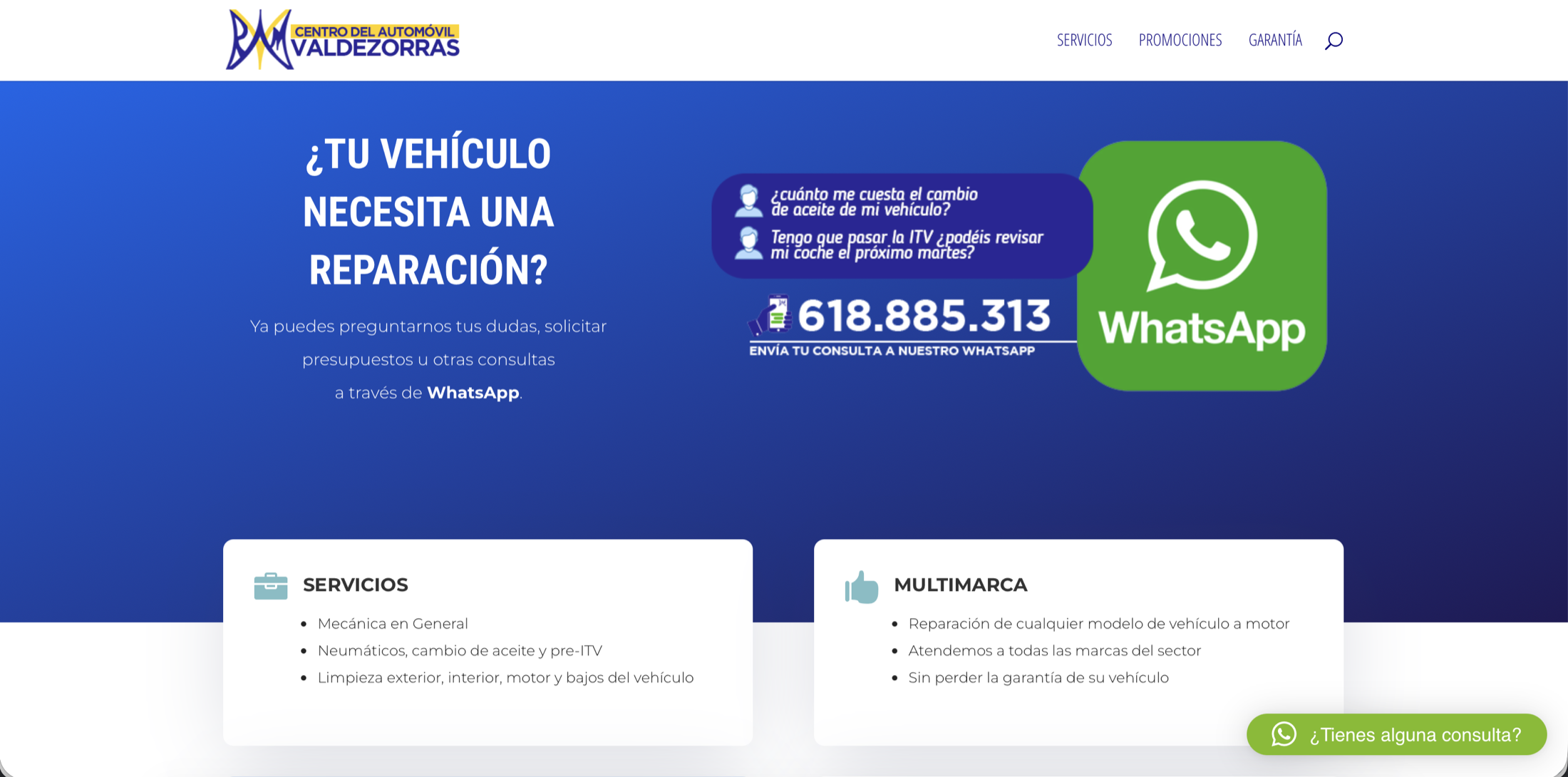 Captura de la web de Autovaldezorras